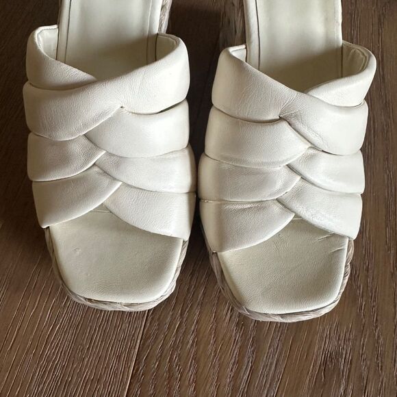 Vince Gilian Square Toe Woven Strap Espadrille Wedge Heel Sandals - Picture 8 of 13